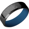 Zirconium + Hammer Polish Finish + Ridgeway Blue - 7 mm wide High Bevel Zirconium band featuring a Ridgeway Blue