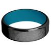 Zirconium + Hammer Polish Finish + Sea Blue - 7 mm wide Beveled Zirconium band featuring a Sea Blue Cerakote sleeve.