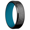 Zirconium + Hammer Polish Finish + Sea Blue - 7 mm wide Beveled Zirconium band featuring a Sea Blue Cerakote sleeve.