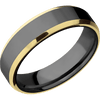 Zirconium + Polish Polish Finish - 6 mm wide/Beveled/Zirconium band with two 1 mm Edge inlays of 14K Yellow Gold.