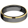 Zirconium + Polish Polish Finish - 6 mm wide/Beveled/Zirconium band with two 1 mm Edge inlays of 14K Yellow Gold.