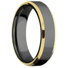 Zirconium + Polish Polish Finish - 6 mm wide/Beveled/Zirconium band with two 1 mm Edge inlays of 14K Yellow Gold.