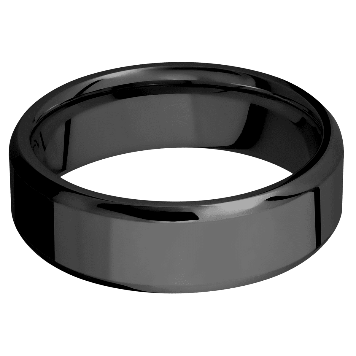 Zirconium + Polish Polish Finish - 7 mm wide Beveled Zirconium band. - Custom