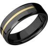 Zirconium + Polish Polish Finish - 7 mm wide/Beveled/Zirconium band with one 1 mm Centered inlay of 14K Yellow Gold.