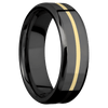 Zirconium + Polish Polish Finish - 7 mm wide/Beveled/Zirconium band with one 1 mm Centered inlay of 14K Yellow Gold.