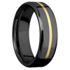 Zirconium + Polish Polish Finish - 7 mm wide/Beveled/Zirconium band with one 1 mm Centered inlay of 14K Yellow Gold.