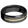 Zirconium + Polish Polish Finish - 7 mm wide/Beveled/Zirconium band with one 1 mm Centered inlay of 14K Yellow Gold.
