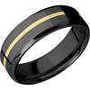 Zirconium + Polish Polish Finish - 7 mm wide/Beveled/Zirconium band with one 1 mm Centered inlay of 14K Yellow Gold.
