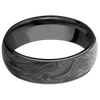 Zirconium + Polish Finish - 7 mm wide/Domed/Zirconium band with one 6 mm Centered inlay of Forged Carbon Fiber. - Custom