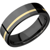 Zirconium + Polish Polish Finish - 7 mm wide/Flat/Zirconium band with one 1 mm Off Center inlay of 14K Yellow Gold.