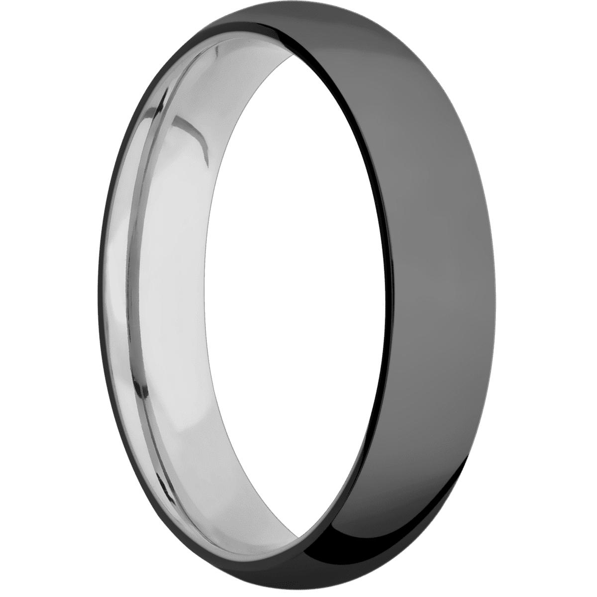 Zirconium + Polish Finish + Titanium - 5 mm wide Domed Zirconium band featuring a Titanium sleeve. - Custom