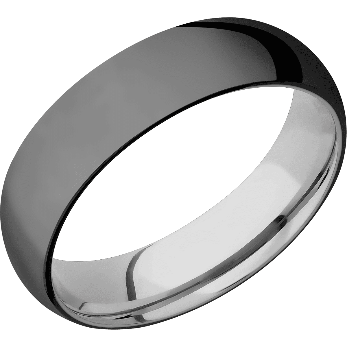 Zirconium + Polish Finish + Titanium - 6 mm wide Domed Zirconium band featuring a Titanium sleeve. - Custom