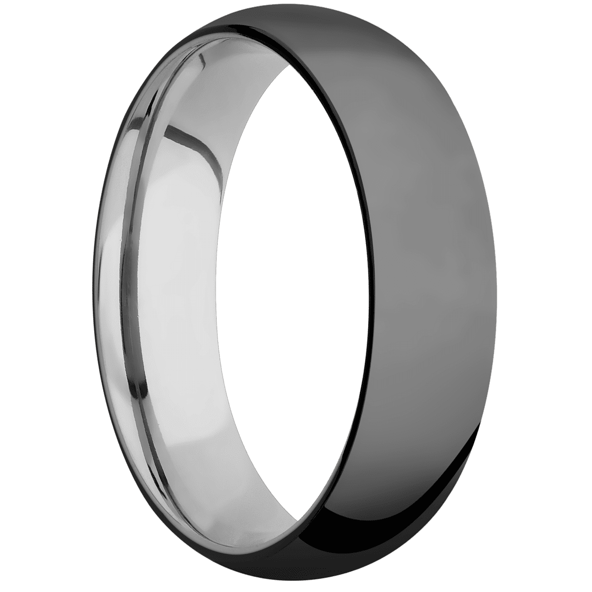 Zirconium + Polish Finish + Titanium - 6 mm wide Domed Zirconium band featuring a Titanium sleeve. - Custom