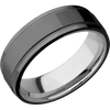 Zirconium + Polish Polish Finish + Titanium - 7 mm wide Flat Stepped Edges Milgrain Zirconium band featuring a Titanium
