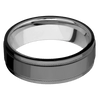 Zirconium + Polish Polish Finish + Titanium - 7 mm wide Flat Stepped Edges Milgrain Zirconium band featuring a Titanium