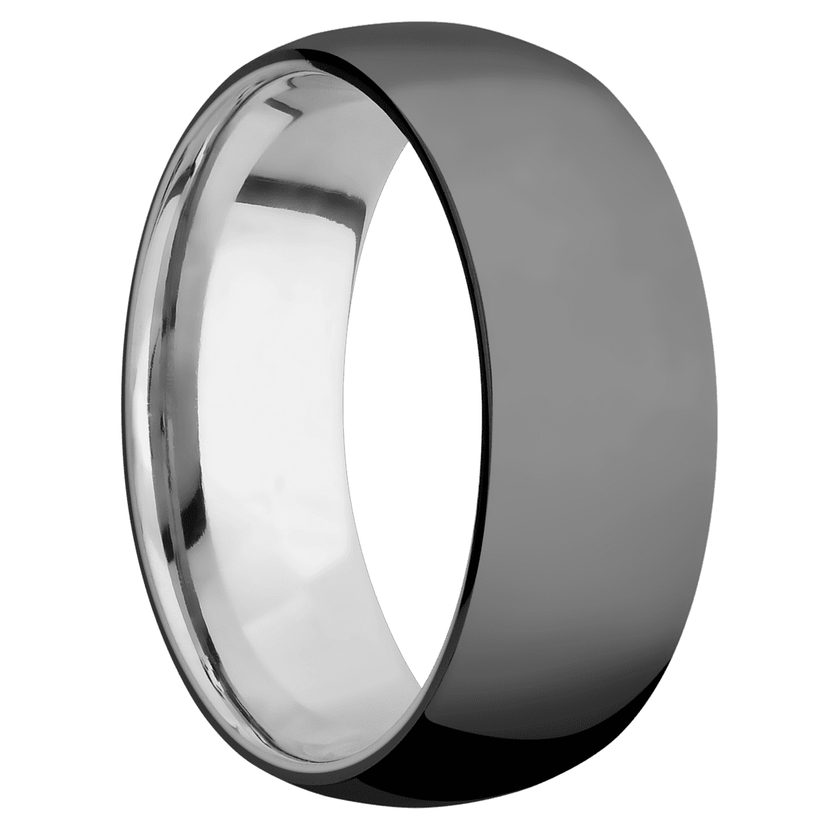 Zirconium + Polish Finish + Titanium - 8 mm wide Domed Zirconium band featuring a Titanium sleeve. - Custom