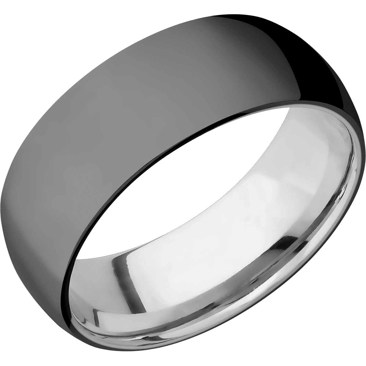 Zirconium + Polish Finish + Titanium - 8 mm wide Domed Zirconium band featuring a Titanium sleeve. - Custom
