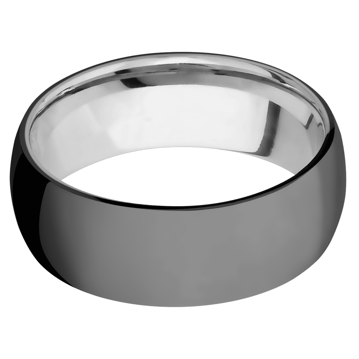 Zirconium + Polish Finish + Titanium - 8 mm wide Domed Zirconium band featuring a Titanium sleeve. - Custom