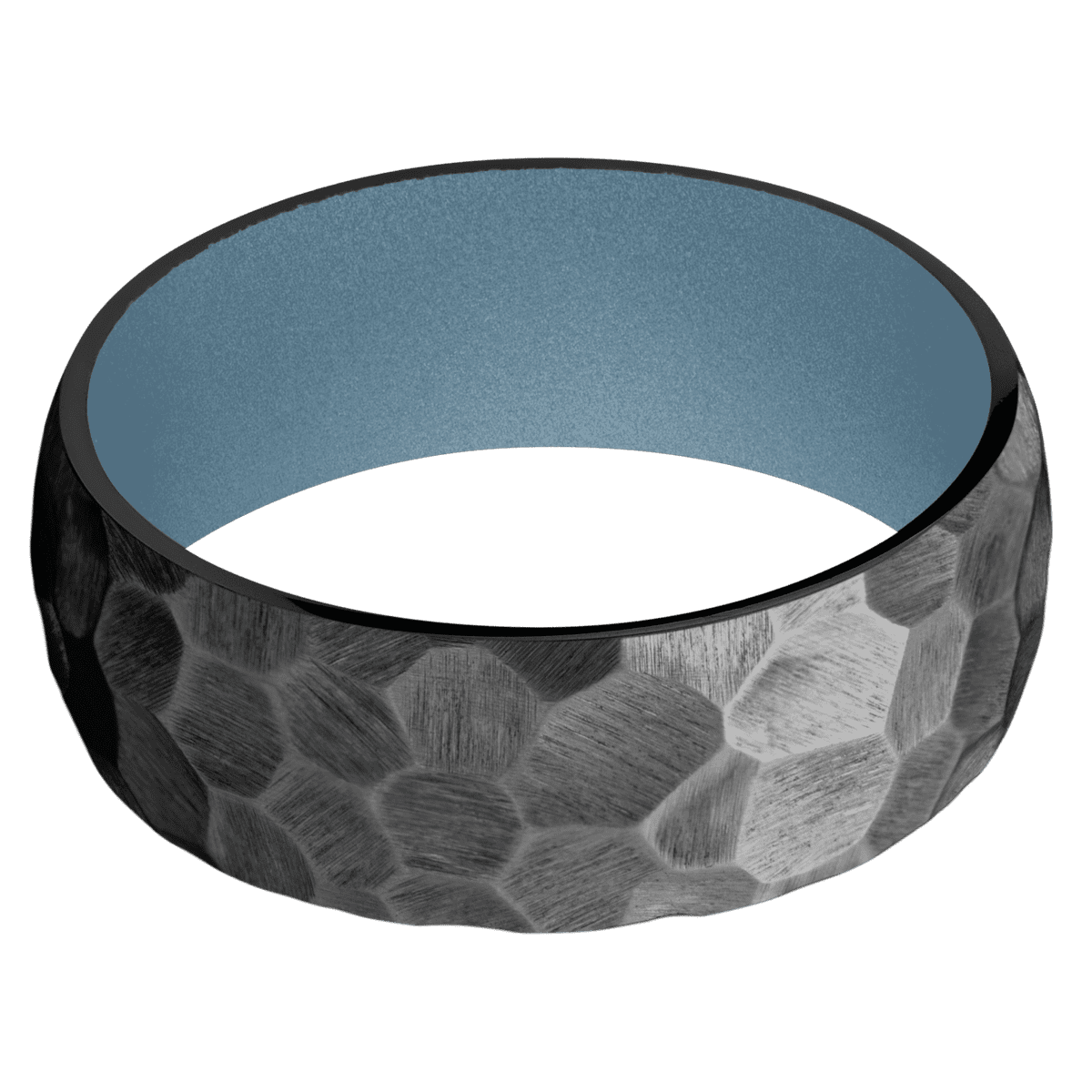 Zirconium + Rock Finish + Polar Blue - 8 mm wide Domed Zirconium band featuring a Polar Blue Cerakote sleeve. - Custom