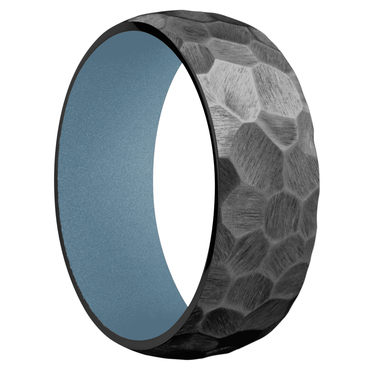 Zirconium + Rock Finish + Polar Blue - 8 mm wide Domed Zirconium band featuring a Polar Blue Cerakote sleeve. - Custom