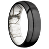 Zirconium + Satin Satin Finish + RealTree APC Snow - 7 mm wide Domed with Off Center Accent Groove Zirconium band