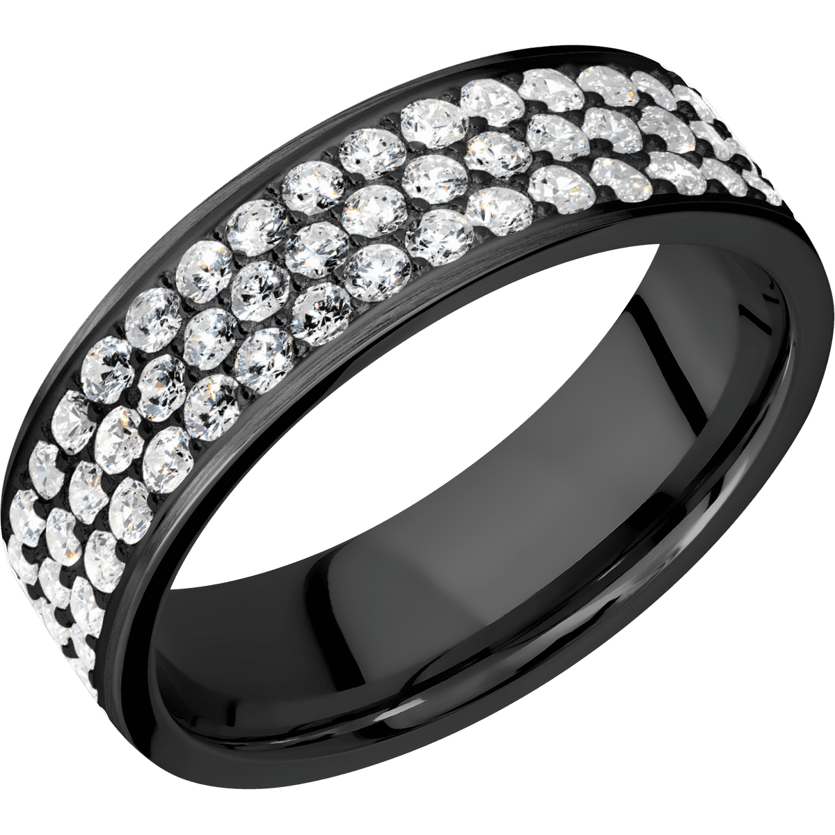 Zirconium + Satin Finish - Z7FLABDIA3ROWHALFETERNITY.03BEAD - Custom