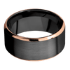 Zirconium + Satin Polish Finish - 10 mm wide/Beveled/Zirconium band with two 1 mm Edge inlays of 14K Rose Gold. - Custom