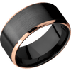 Zirconium + Satin Polish Finish - 10 mm wide/Beveled/Zirconium band with two 1 mm Edge inlays of 14K Rose Gold. - Custom