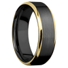 Zirconium + Satin Polish Finish - 7 mm wide/Beveled/Zirconium band with two 1 mm Edge inlays of 14K Yellow Gold.