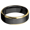 Zirconium + Satin Polish Finish - 7 mm wide/Beveled/Zirconium band with two 1 mm Edge inlays of 14K Yellow Gold.
