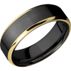 Zirconium + Satin Polish Finish - 7 mm wide/Beveled/Zirconium band with two 1 mm Edge inlays of 14K Yellow Gold.