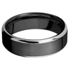 Zirconium + Satin Polish Finish - 7 mm wide/Beveled/Zirconium band with two 1 mm Edge inlays of Palladium Silver.