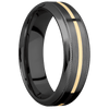 Zirconium + Satin Polish Finish - 7 mm wide/High Bevel Milgrain/Zirconium band with one 1 mm Centered inlay of 14K