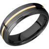 Zirconium + Satin Polish Finish - 7 mm wide/High Bevel Milgrain/Zirconium band with one 1 mm Centered inlay of 14K