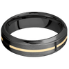 Zirconium + Satin Polish Finish - 7 mm wide/High Bevel Milgrain/Zirconium band with one 1 mm Centered inlay of 14K