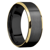 Zirconium + Satin Polish Finish - 8 mm wide/Beveled/Zirconium band with two 1 mm Edge inlays of 14K Yellow Gold.