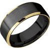Zirconium + Satin Polish Finish - 8 mm wide/Beveled/Zirconium band with two 1 mm Edge inlays of 14K Yellow Gold.