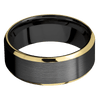 Zirconium + Satin Polish Finish - 8 mm wide/Beveled/Zirconium band with two 1 mm Edge inlays of 14K Yellow Gold.
