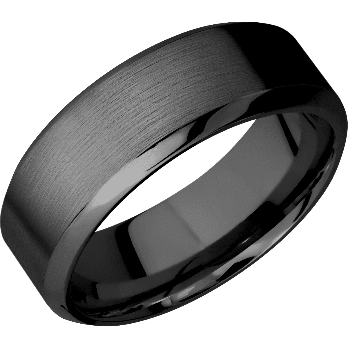 Zirconium + Satin Polish Finish - 8 mm wide High Bevel Zirconium band. - Custom