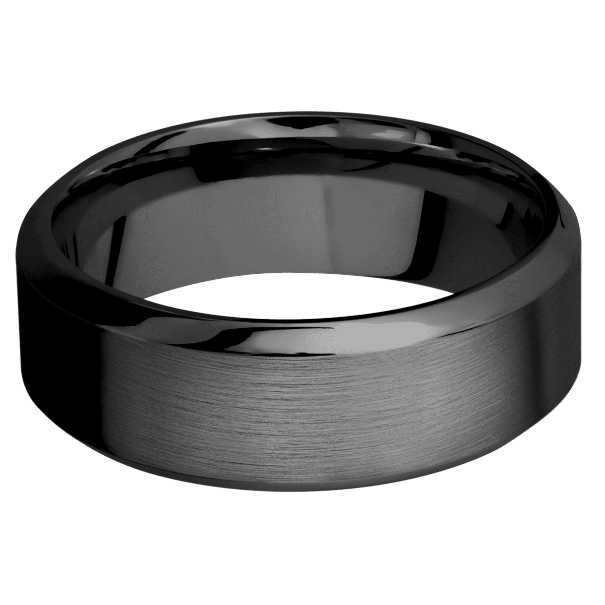 Zirconium + Satin Polish Finish - 8 mm wide High Bevel Zirconium band. - Custom