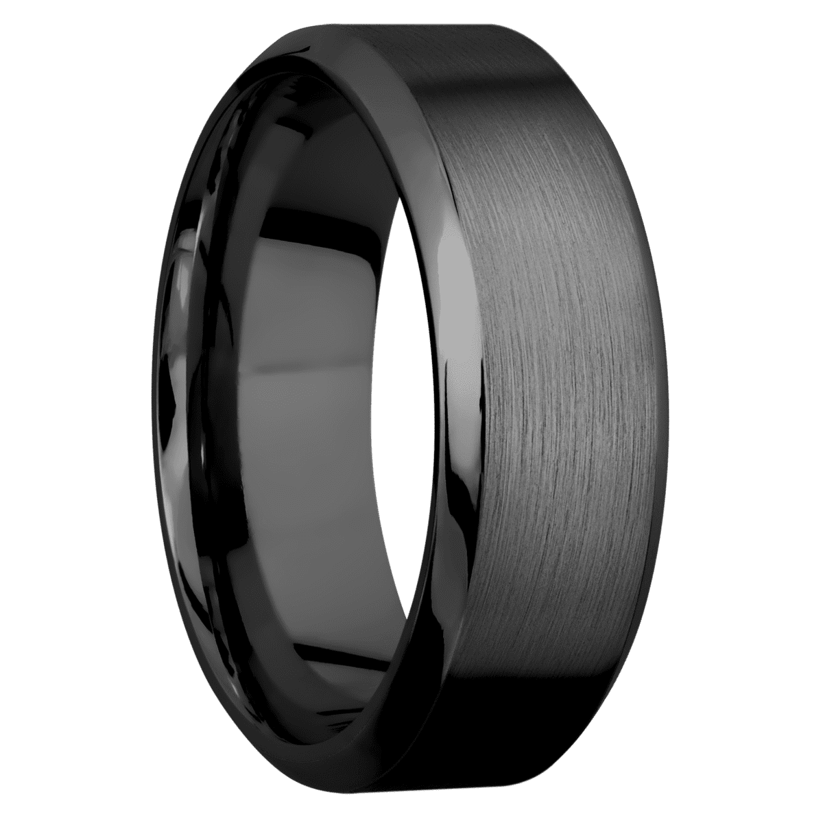 Zirconium + Satin Polish Finish - 8 mm wide High Bevel Zirconium band. - Custom